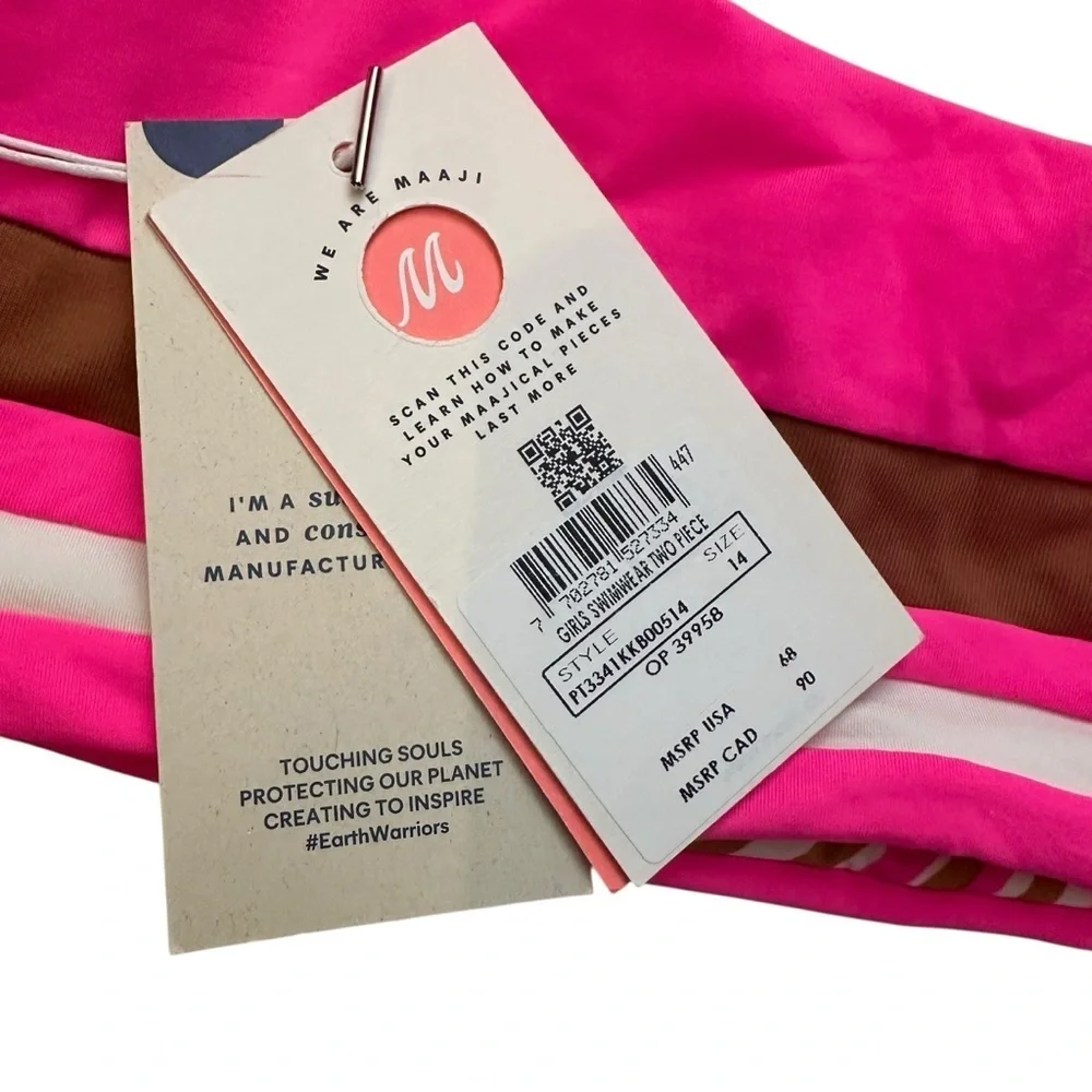 Maaji Girl’s Bikini Tops Bundle Colorful Reversible Beach Vacation Size 14 New
